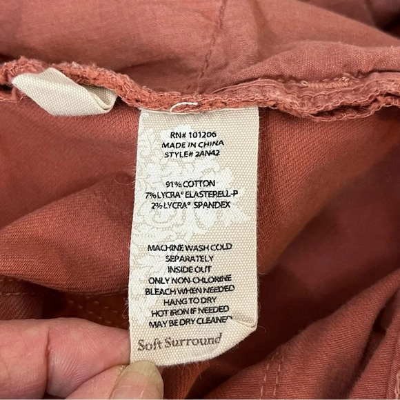 Soft Surroundings Pants Womens Large Peach Coral Stretch Jeans Straight Leg - Picture 8 of 14